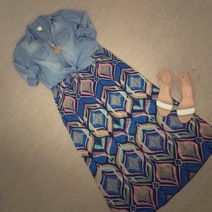 Ikat Printed Maxi Skirt