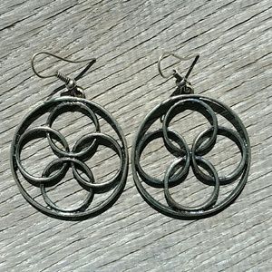 Silver Earrings with Circle Design