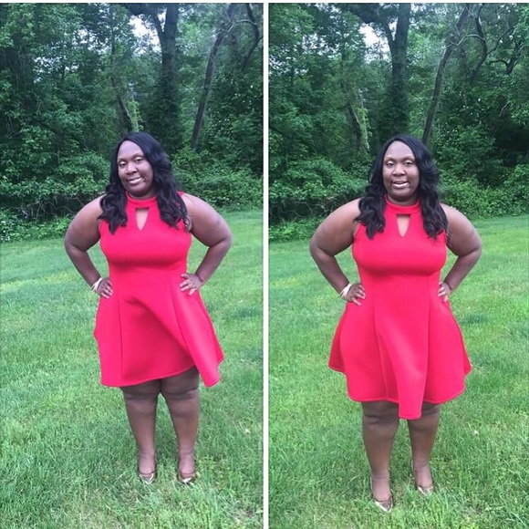 Red Flare Dress Plus Size 1X-3X