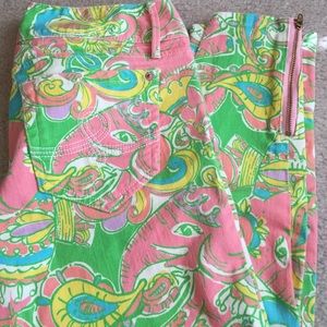 Lilly elephant print worth skinny mini zip jeans