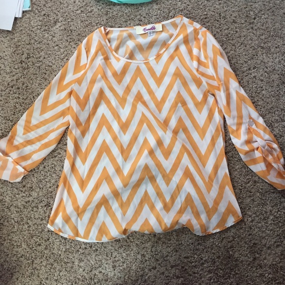 chevron orange and white top