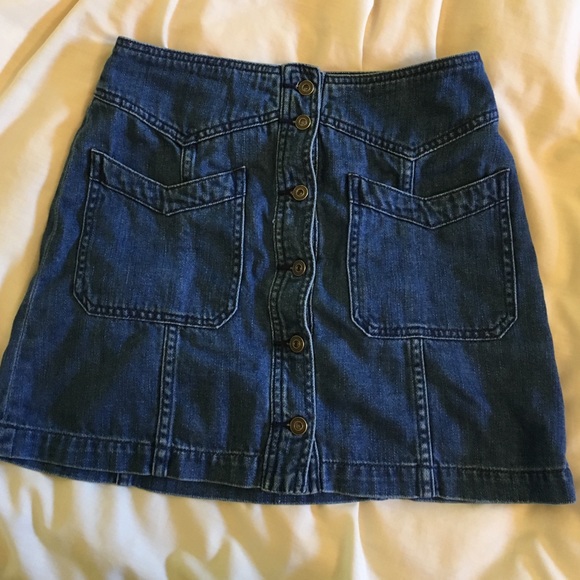 Dark blue button up free people skirt