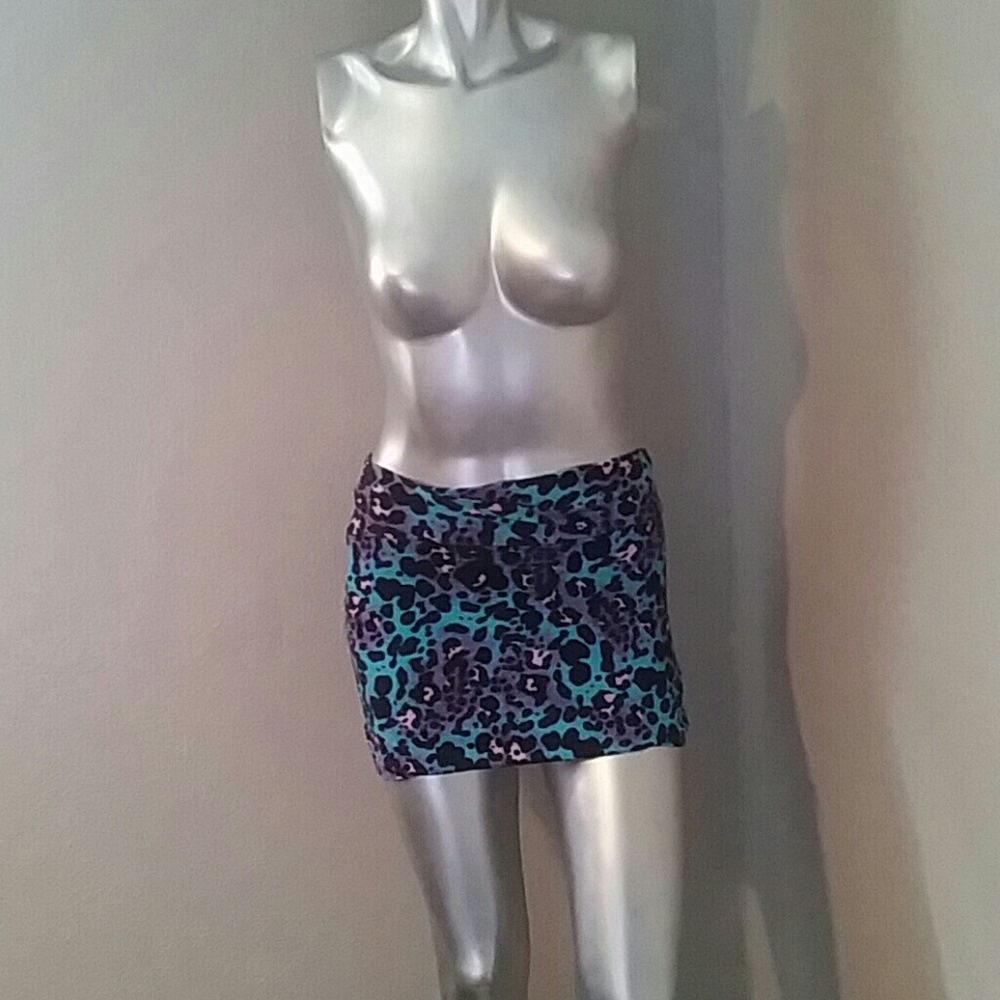 Cheetah print mini skirt.