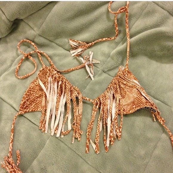 Acacia Swimwear Mud Snake fringe top size petite - Picture 1 of 1