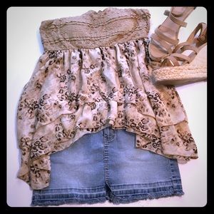 Strapless Leopard Print Sharkbite Top