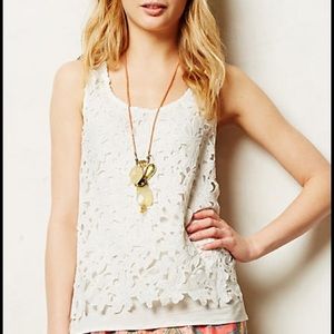 Anthropologie white bohemian lace floral top