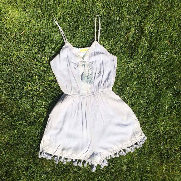 Mas+Ford take me to the lake fringe romper blue - Picture 1 of 2