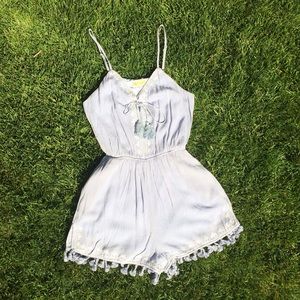 Mas+Ford take me to the lake fringe romper blue