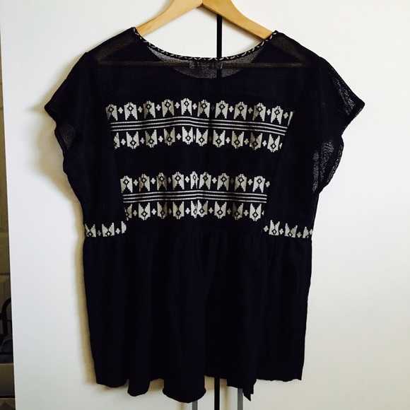 Umgee Black Aztec Print Boho Short Tunic Top - Picture 4 of 4