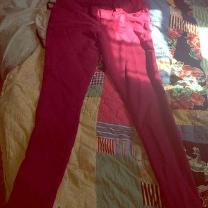 Maroon straight leg jeans