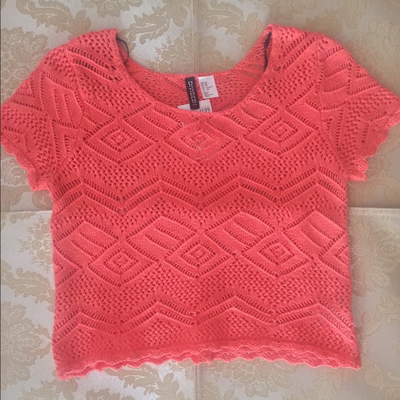 NEW H&M Coral Crochet Scoop Neck Top XS