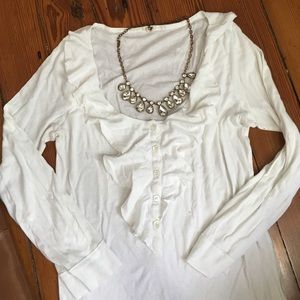 J Crew ruffle long sleeve tee