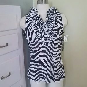 Very cute brand new silky ruffled  stretchy shirt