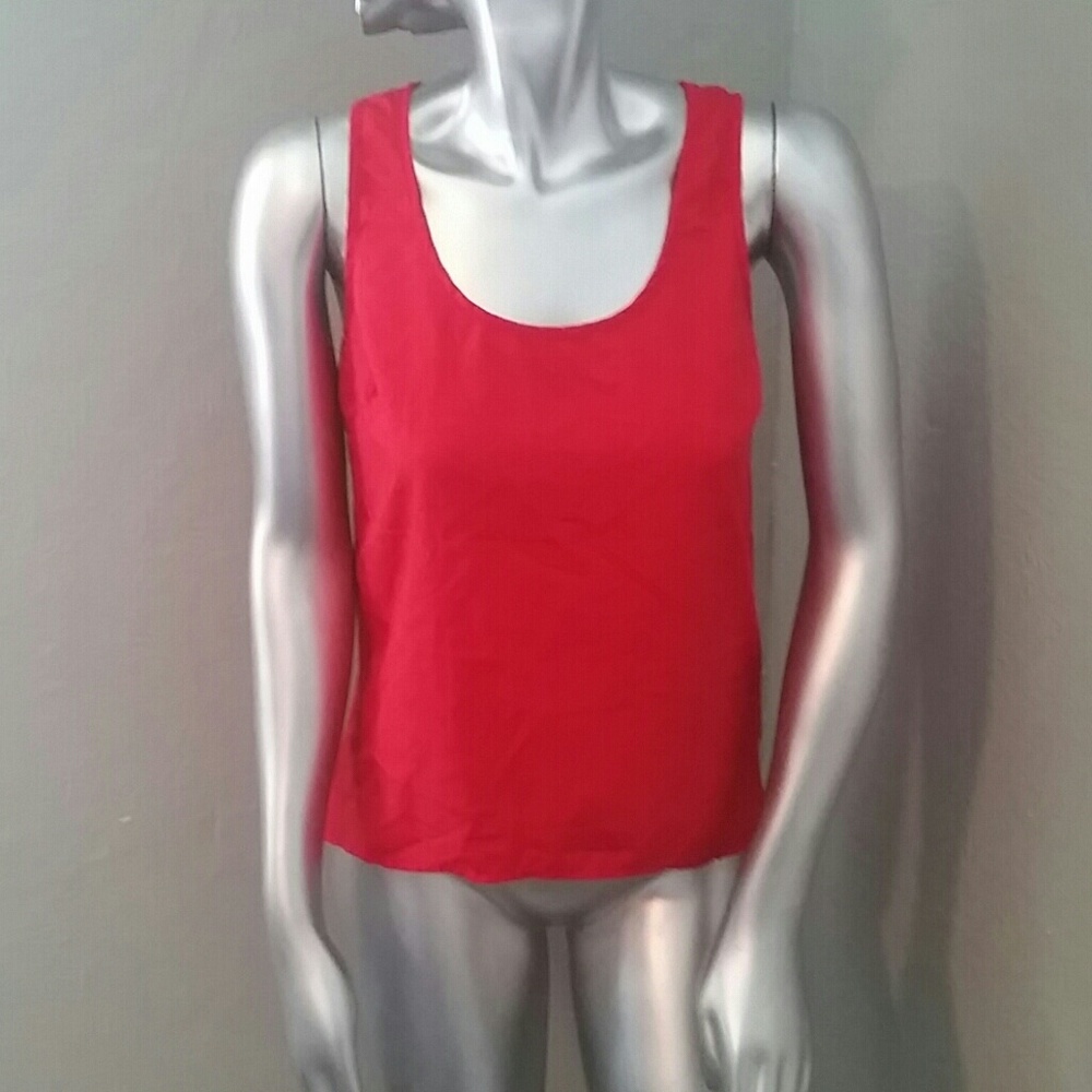 Red silk - like tank