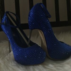 Blue rhinestone stiletto