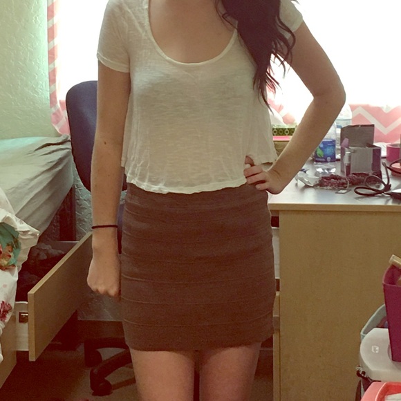 Brown pencil bodycon skirt
