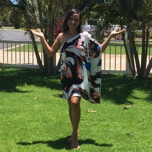 TeaBagsLosAngeles mini blk, Coral, boneWhite dress