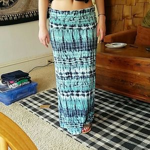 Super cute aqua tie dye maxi skirt!