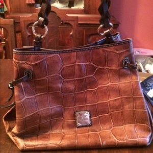 Dooney & Bourke Brown leather croc embossed bag
