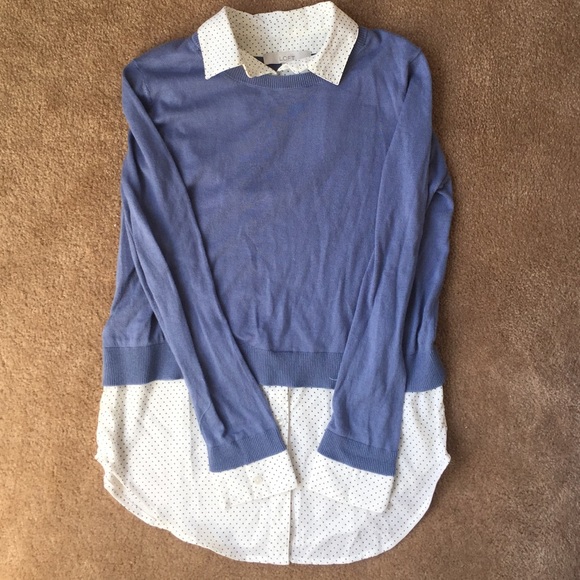 Sweater with faux button down