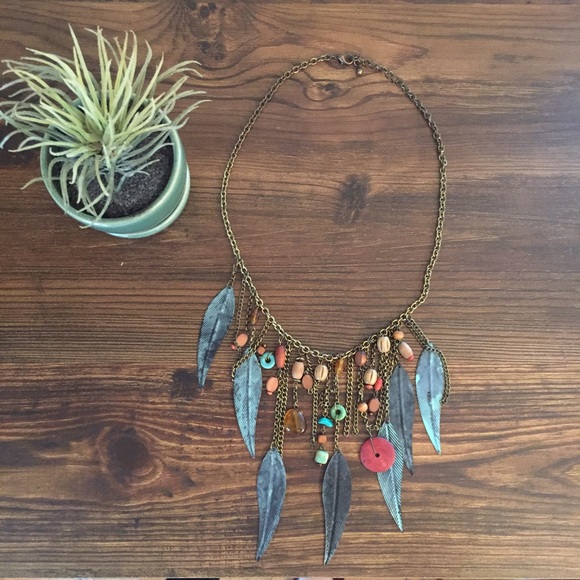 Fun bohemian feather necklace