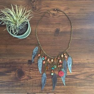 Fun bohemian feather necklace