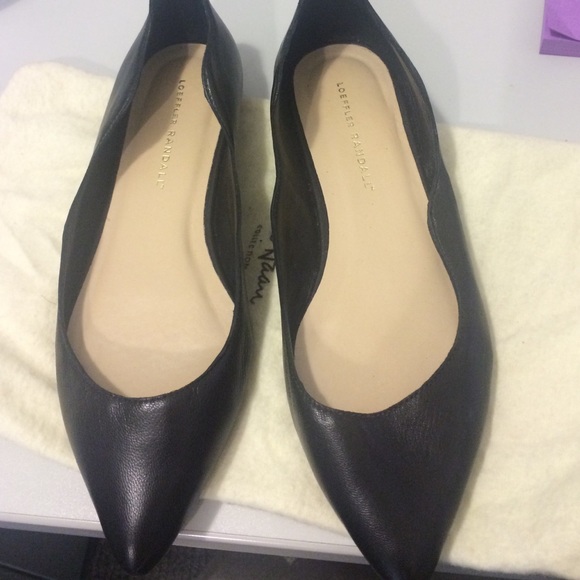 Loeffler Randall Shoes - Loeffer Randall Milla Black Leather Pointed Flats