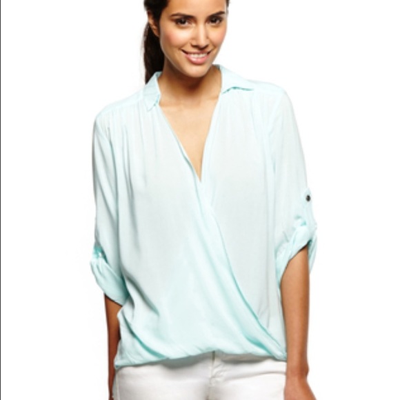 Matty M long sleeve drape top sz Xs light Aqua