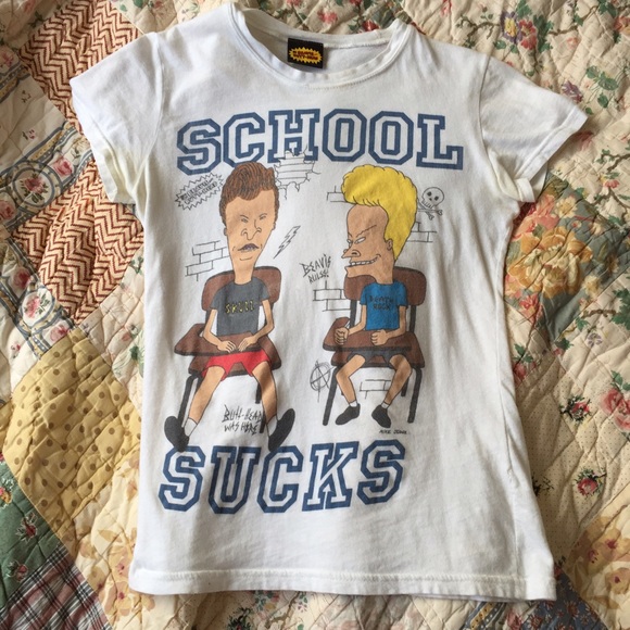UNIF Tops - beavis and butthead school sucks shirt