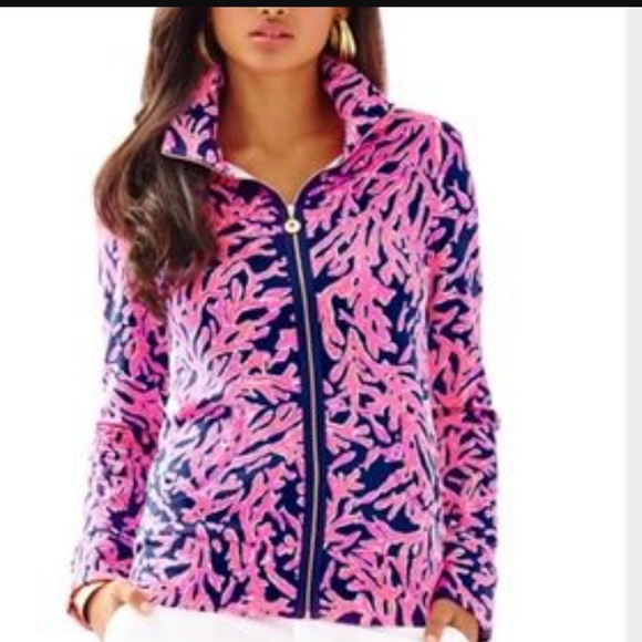 EUC Lilly Pulitzer Leona Zip Up New Navy Treasure