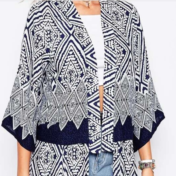 Geometric Print Chiffon Kimono/Duster - Picture 2 of 4