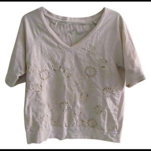 Anthropologie Half Sleeve Beige Top