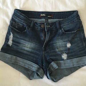 BDG High-Waisted, Distressed Jean Shorts