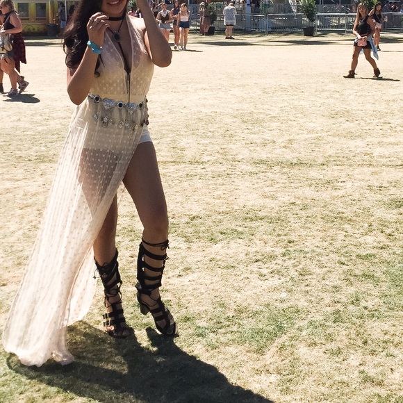 Coachella inspired double slit maxi dress