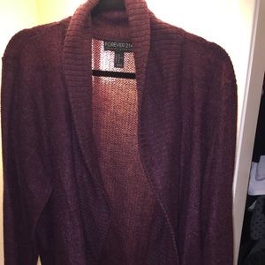 Maroon flyaway cardigan