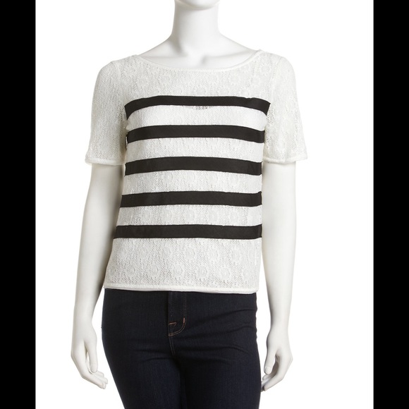 BCBG Max Azria Lace Striped Top NWT