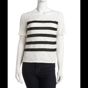 BCBG Max Azria Lace Striped Top NWT