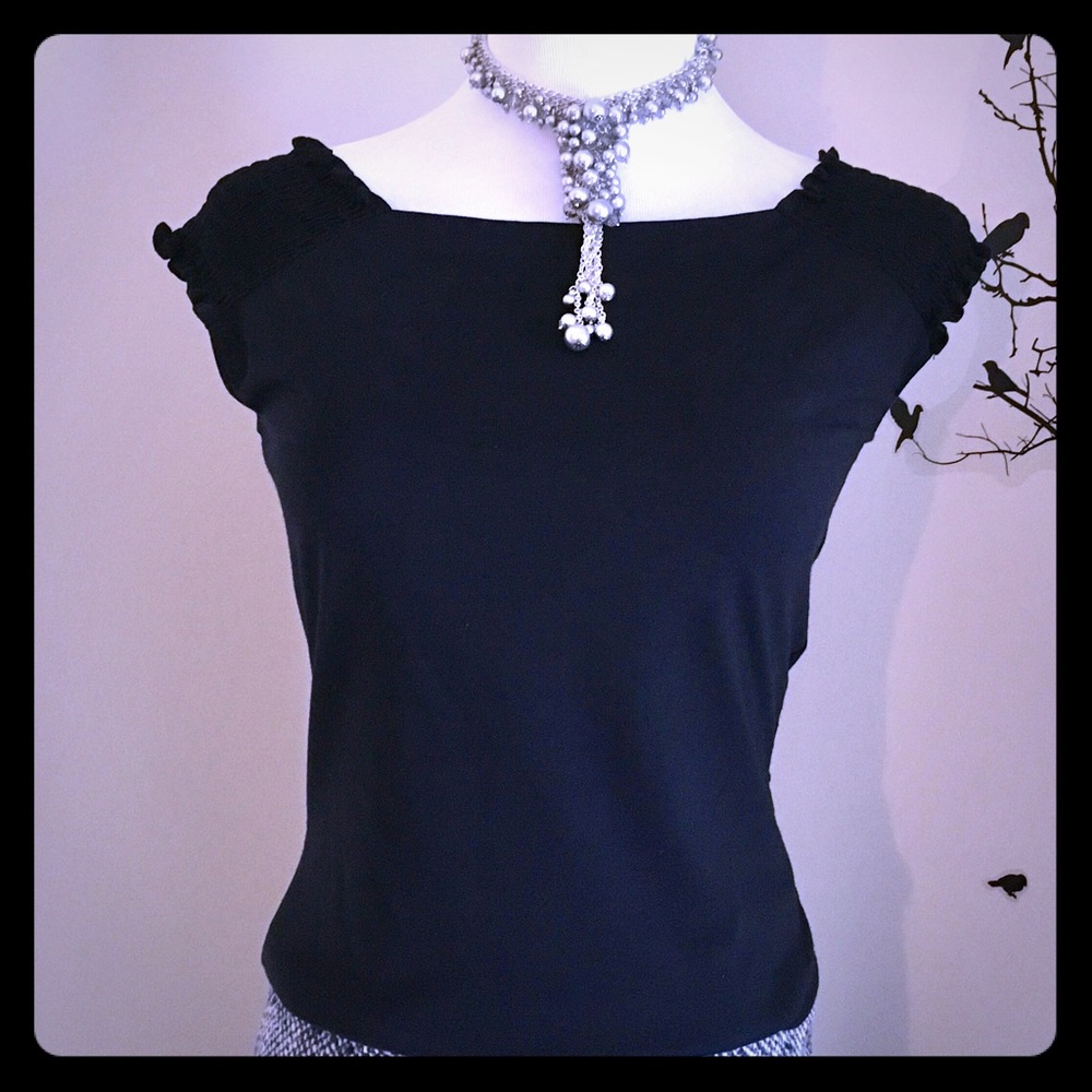 LOFT Black Top With Shoulder Detail