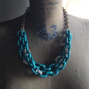 Jcrew link necklace turquoise with crystals
