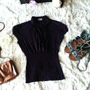 PURPLE CAP-SLEEVED TOP