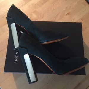 🎉 HP Brian Atwood Dark Green Pangea Suede Pumps