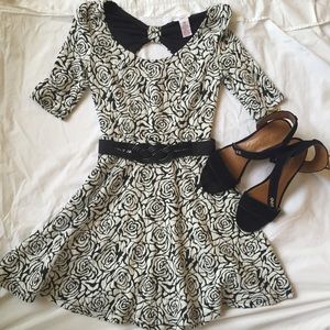 black & white rose dress
