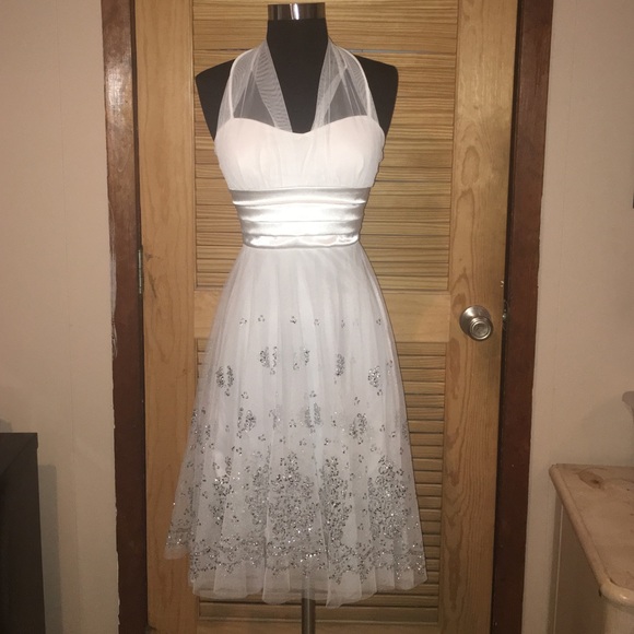 Classy White Dress with Sparkle Detail