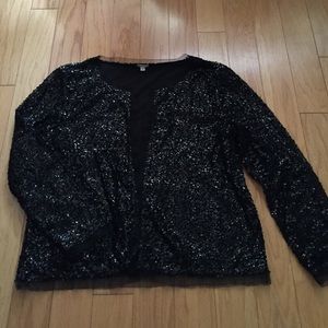 Black sequin sweater jacket / J. Crew