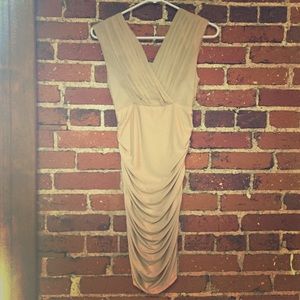 Gold cocktail dress with belt