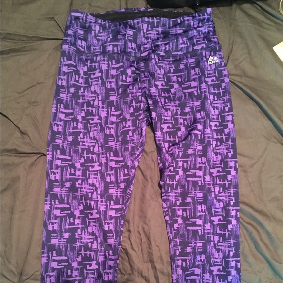 Printed purple workout capris