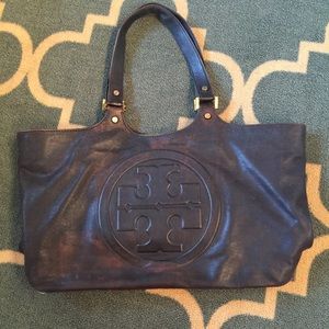 Tory Burch Brown Leather Bomber Tote