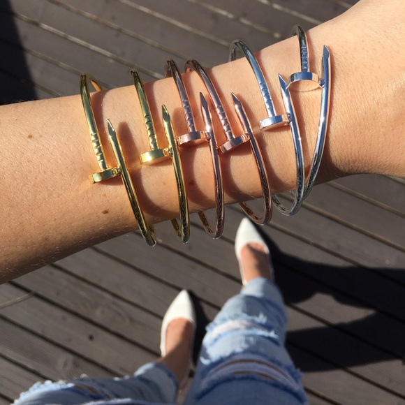 Jewelry - • rose gold nail style love bangle bracelet  •