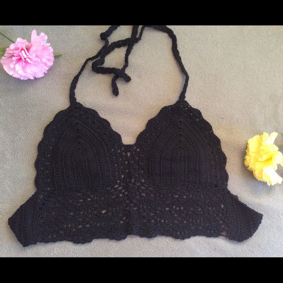 Black Crochet bikini Top Brand New