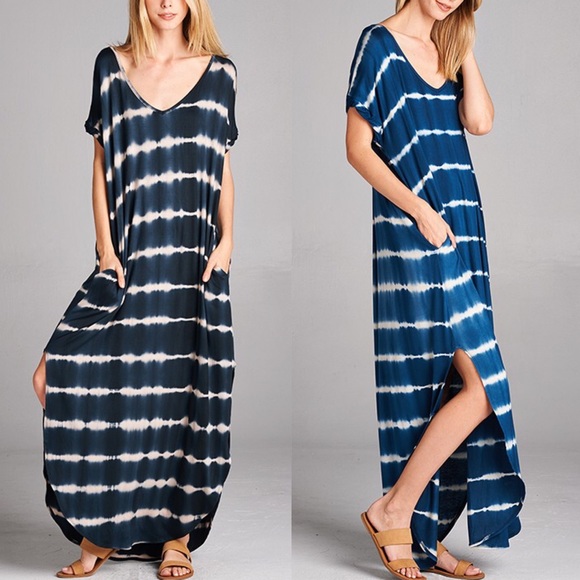🆕KANA tie dye chic Boho dress - NAVY/BLACK - Picture 2 of 3